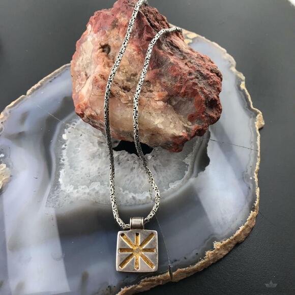 Cynthia Gale Sterling Silver Byzantine Necklace 17" With Charm - Picture 3 of 10